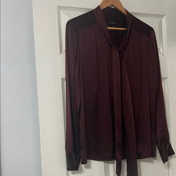 Talbots Rich Burgundy Tie-Neck Blouse - Picture 2 of 3